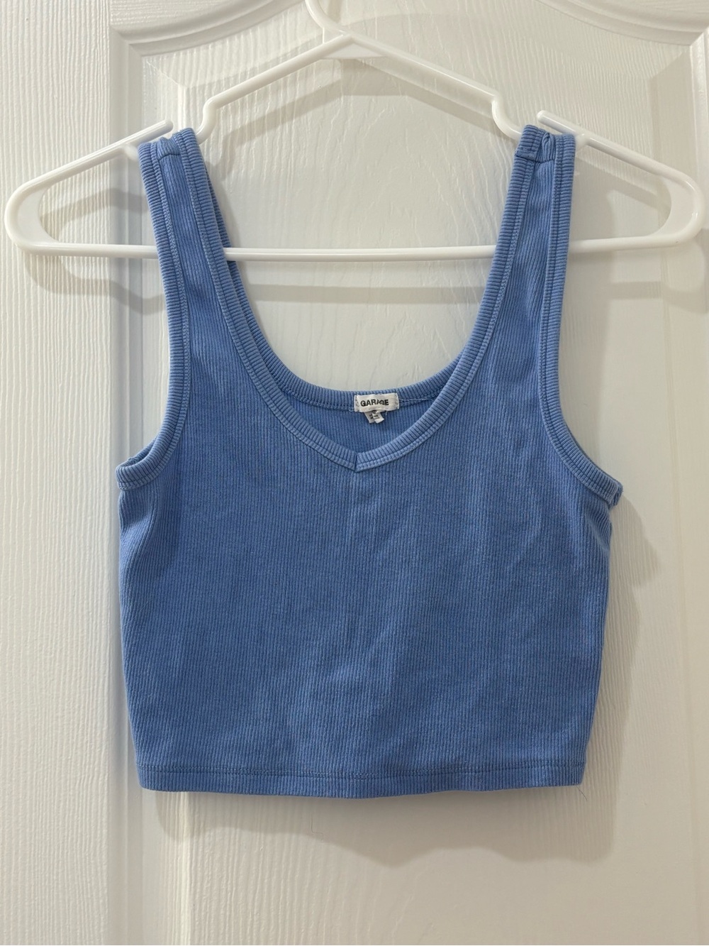 Garage Blue Ribbed Crop Tank